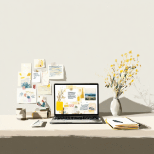 Ordinateur et moodboard